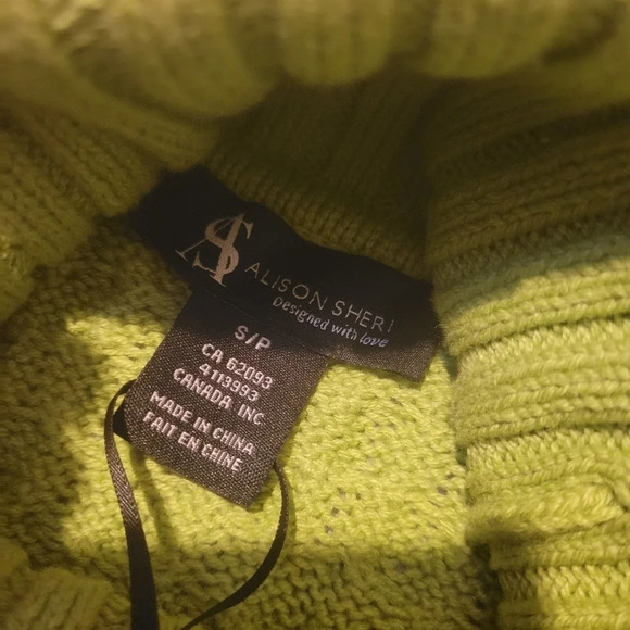 SALE! NWT Alison Sheri Green Cable Knit Turtleneck Sweater, Size Small. - Picture 5 of 7
